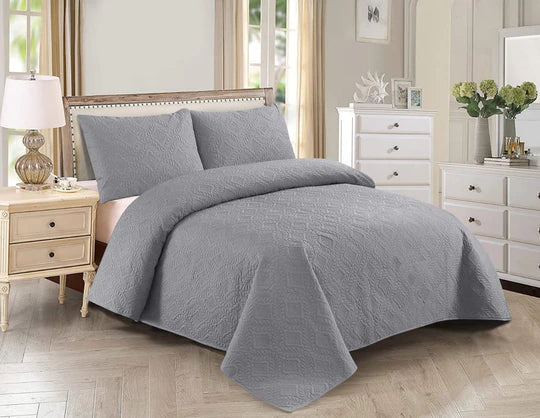 GREY Plain-  Summer BEDSPREAD Set (Light Filling)