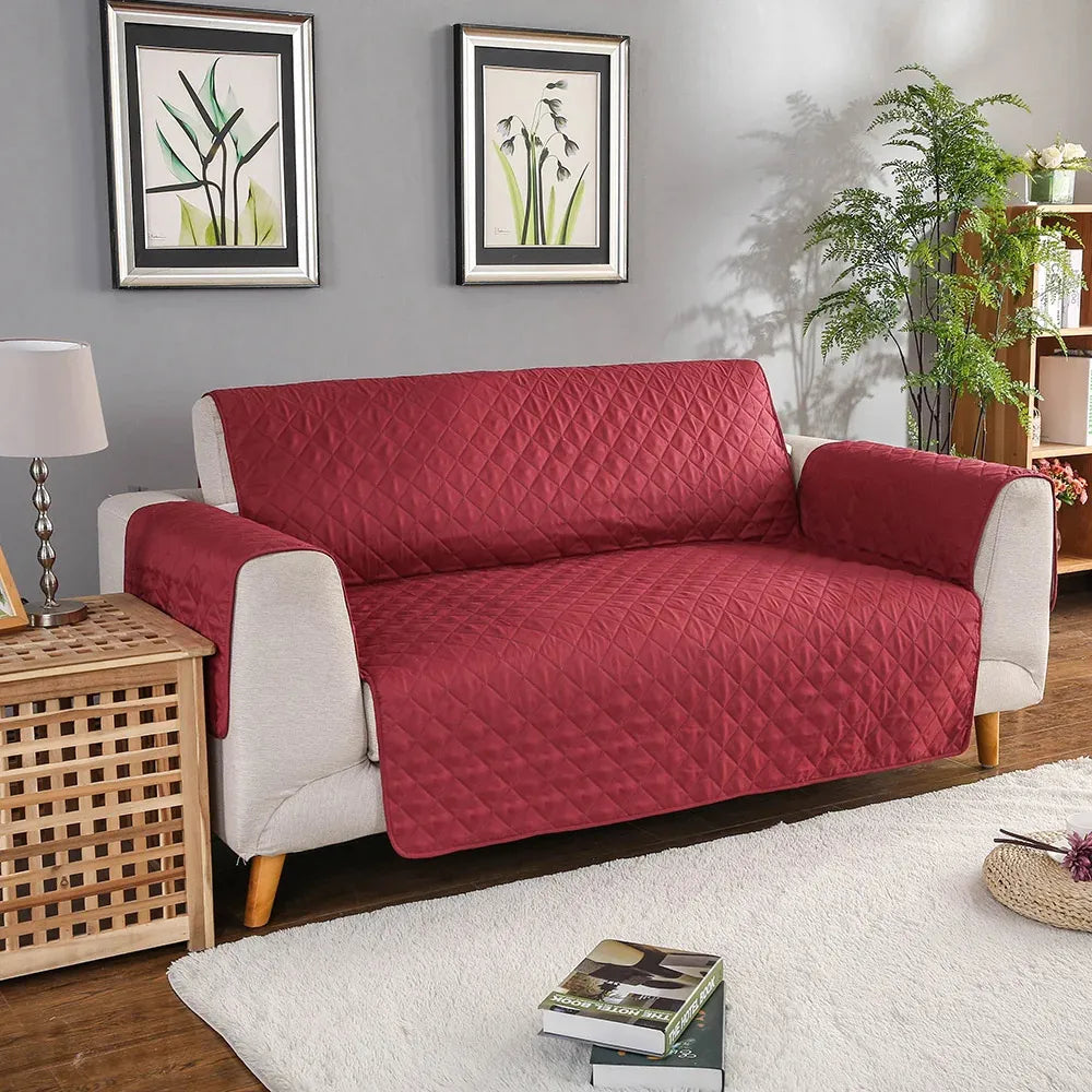 Quilted Sofa Cover  (MAROON)