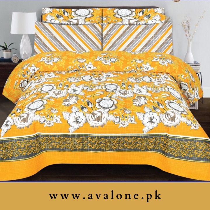 PRINTED YELLOW - 3 PCS BEDSHEET