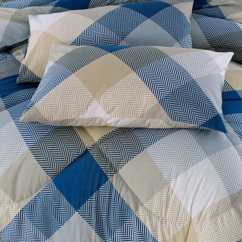 Premium WINTER 6pcs Vicky RAZAI SET - Blue Diagonal Check