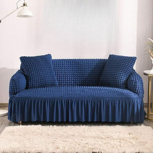 RUFFLED TURKISH SOFA COVER - BLUE