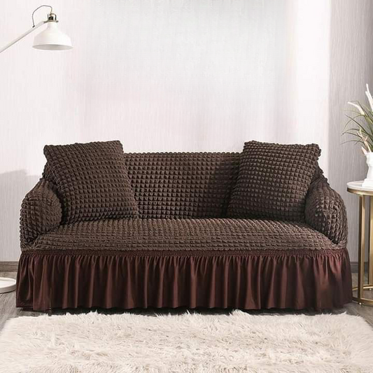 RUFFLED TURKISH SOFA COVER - BROWN