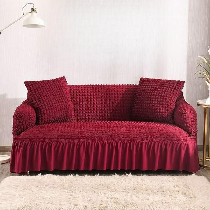 RUFFLED TURKISH SOFA COVER - RED