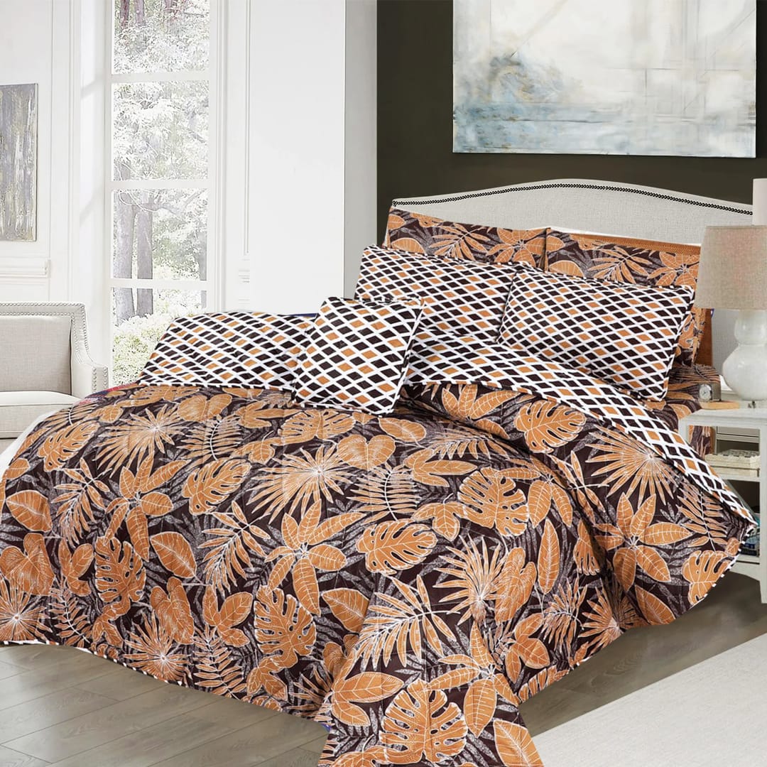 7pcs SUMMER COMFORTER SET - Brown Leaves