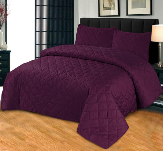 Plain PURPLE 3pcs Summer Comforter Set ( Light Filling )