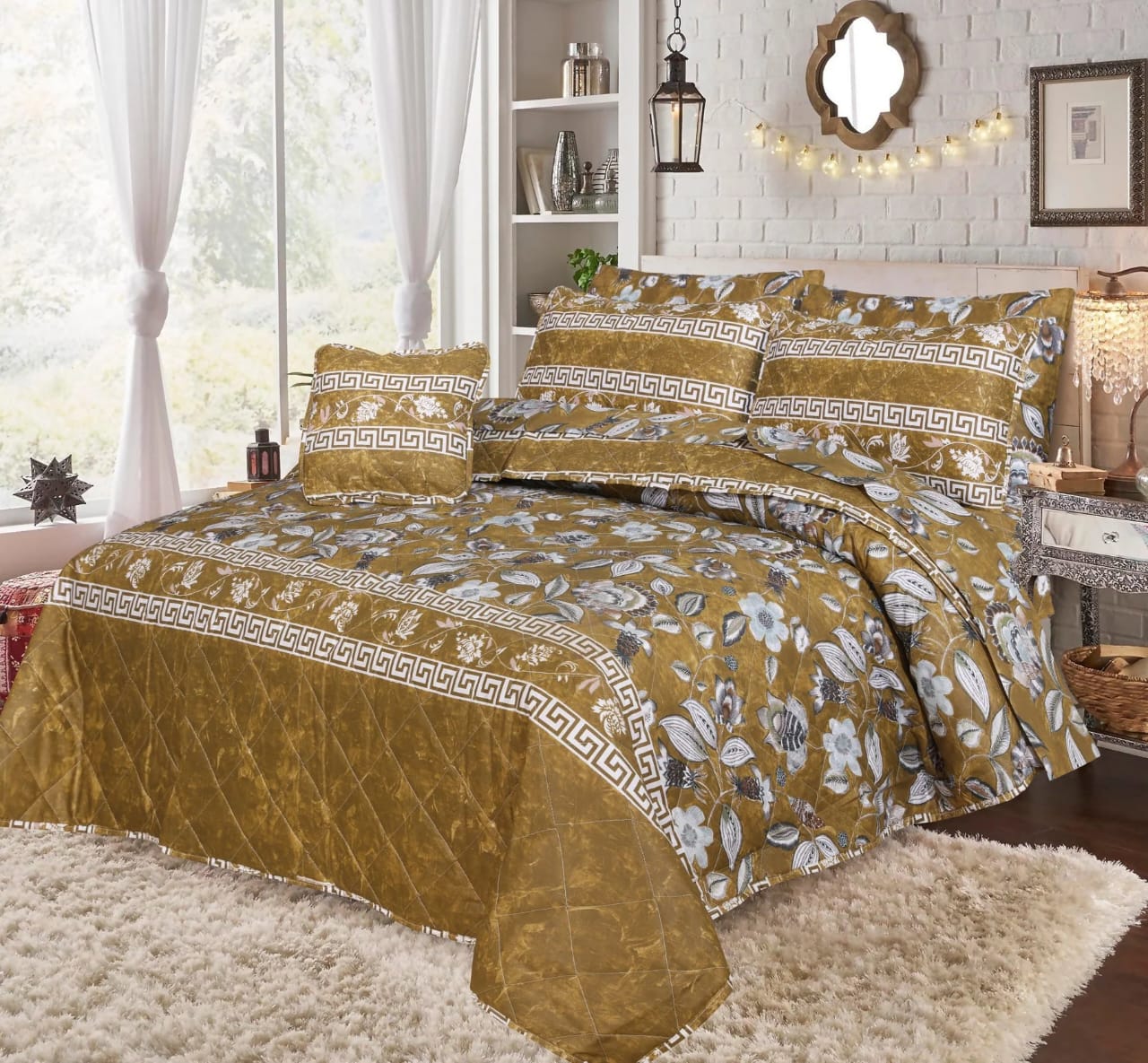 6pcs SUMMER COMFORTER SET - Mustard