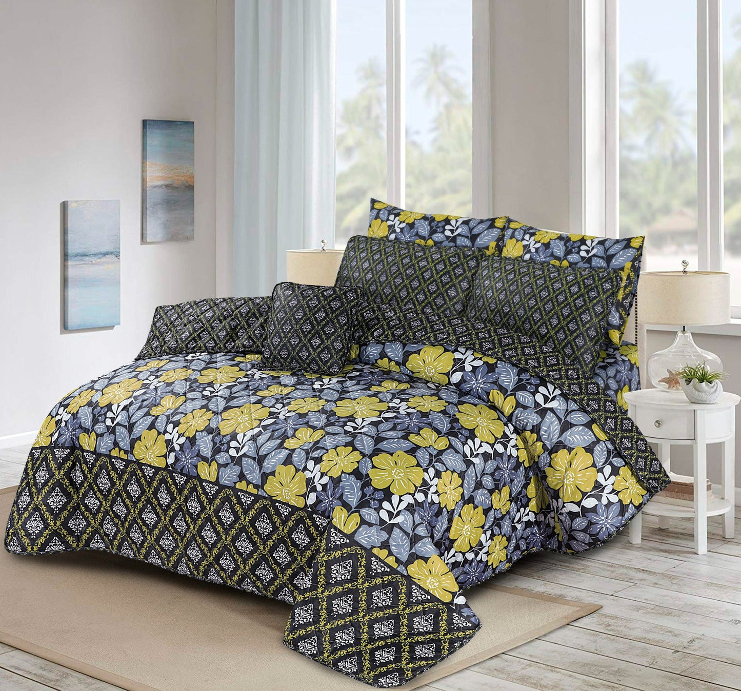 7pcs SUMMER COMFORTER SET - Black Beauty