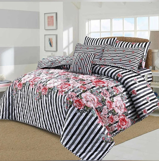 6pcs SUMMER COMFORTER SET - Floral Stripe