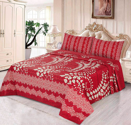 KING SIZE 3 PC BED SHEET SET - CRIMSON