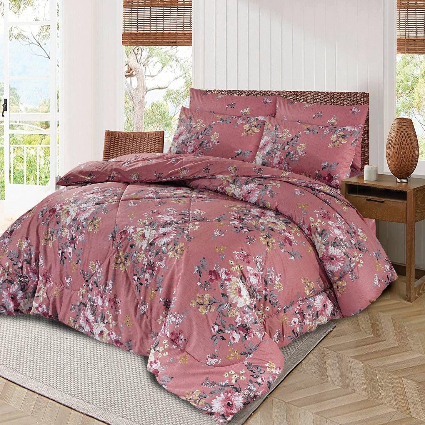 TEA FLOWER - 6pcs QUILT COVER SET