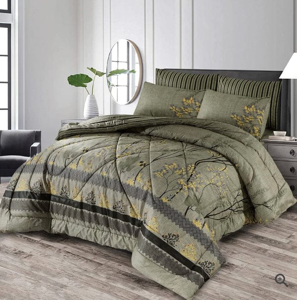 6pcs SUMMER COMFORTER SET - Grey Leaves