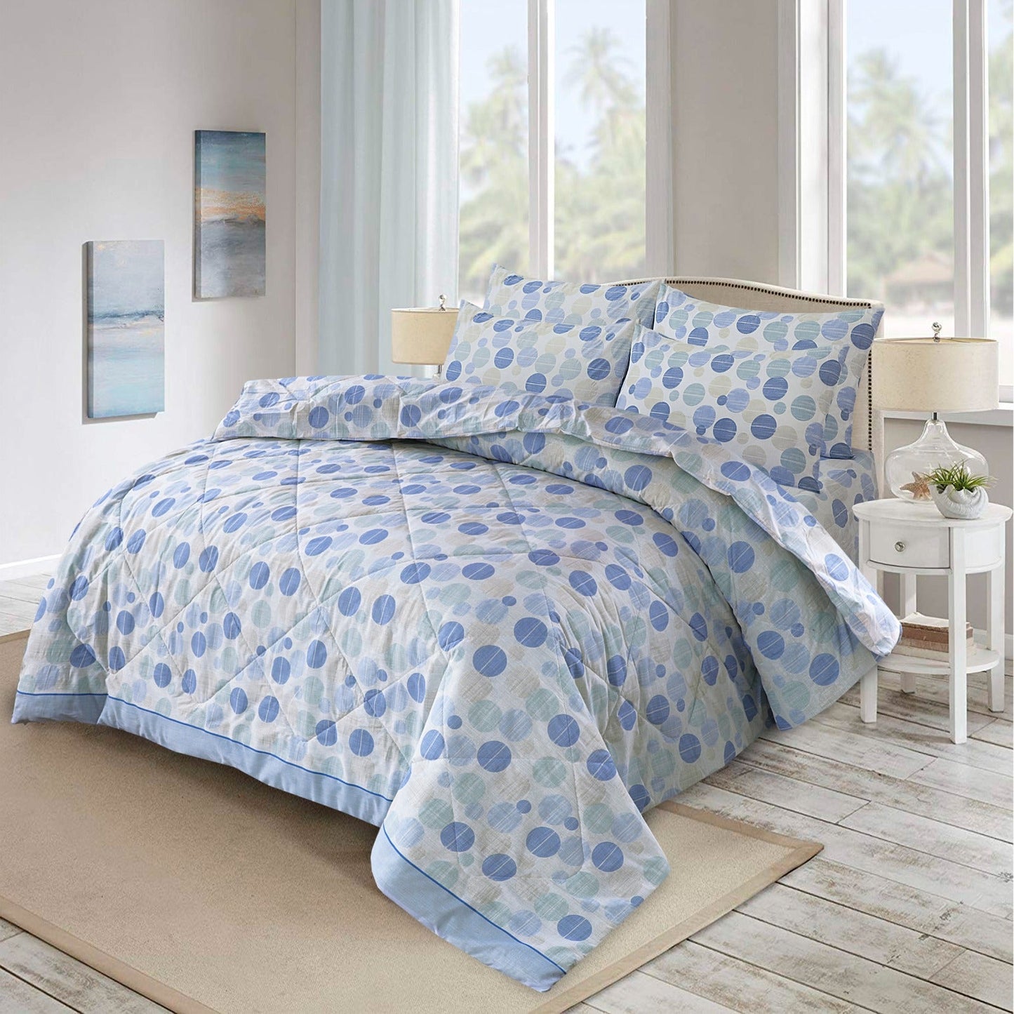 6pcs SUMMER COMFORTER SET - Blue Circles