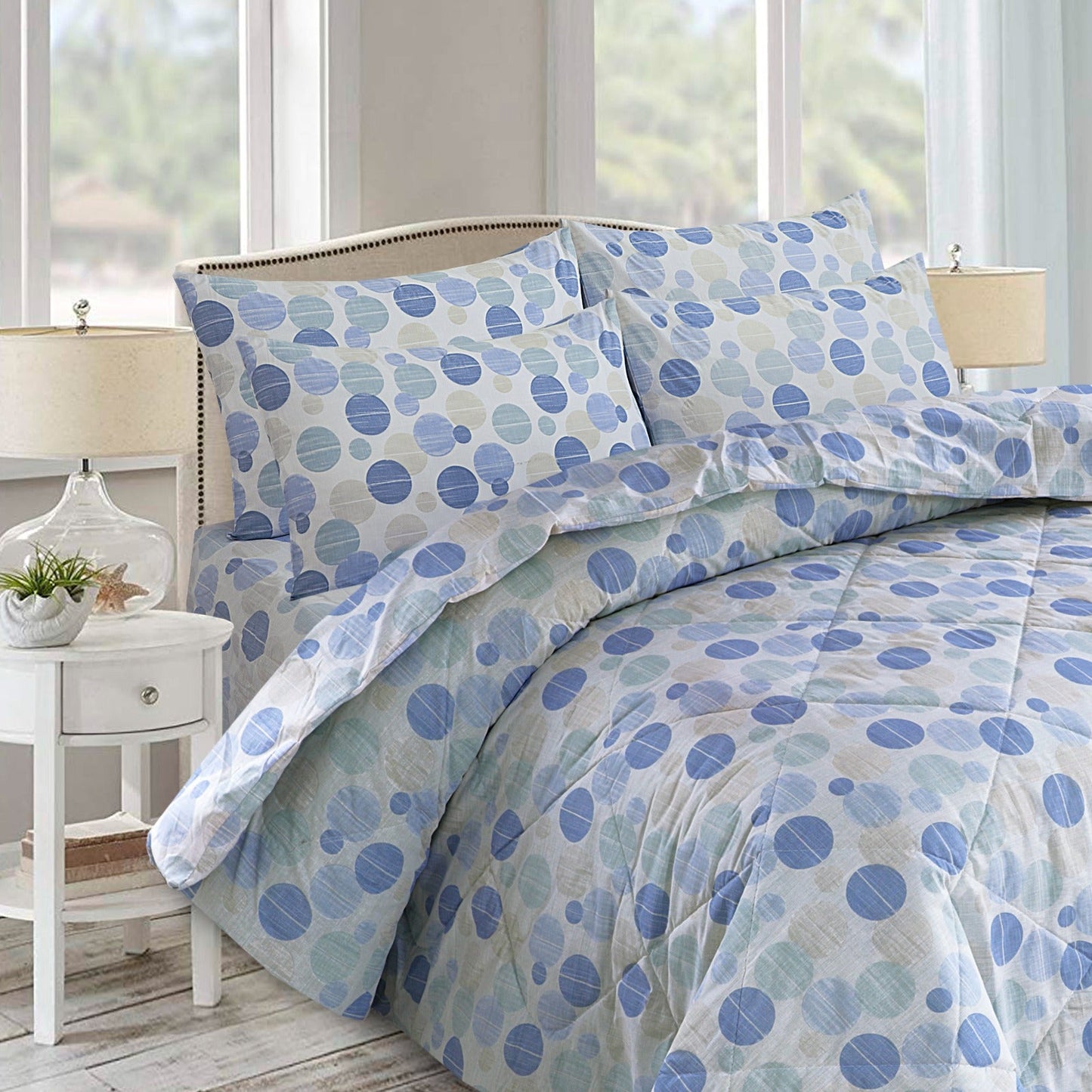 6pcs SUMMER COMFORTER SET - Blue Circles