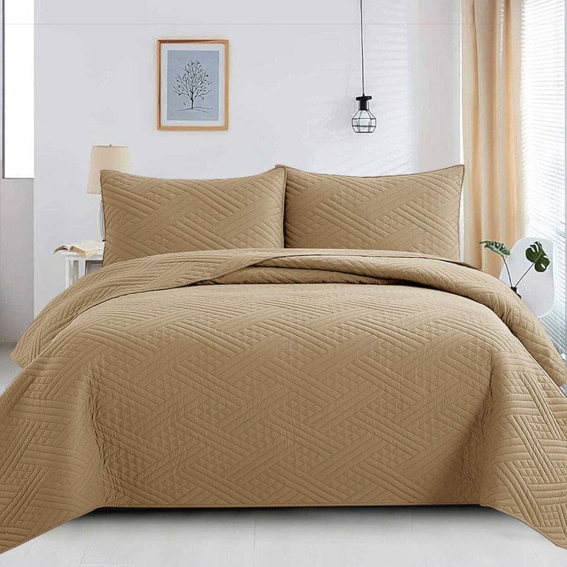 BEIGE- Summer 3pcs BEDSPREAD Set (Light Filling)