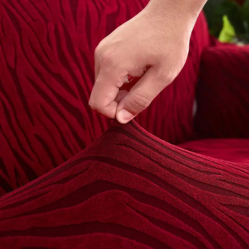 Premium Zebra Velvet Palachi Sofa Cover - Maroon