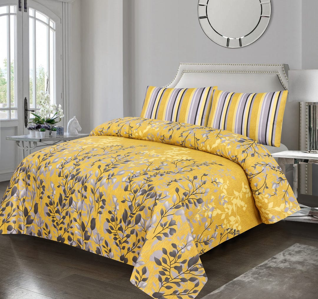 KING SIZE 3 PCS BED SHEET - YELLOW TULIPS